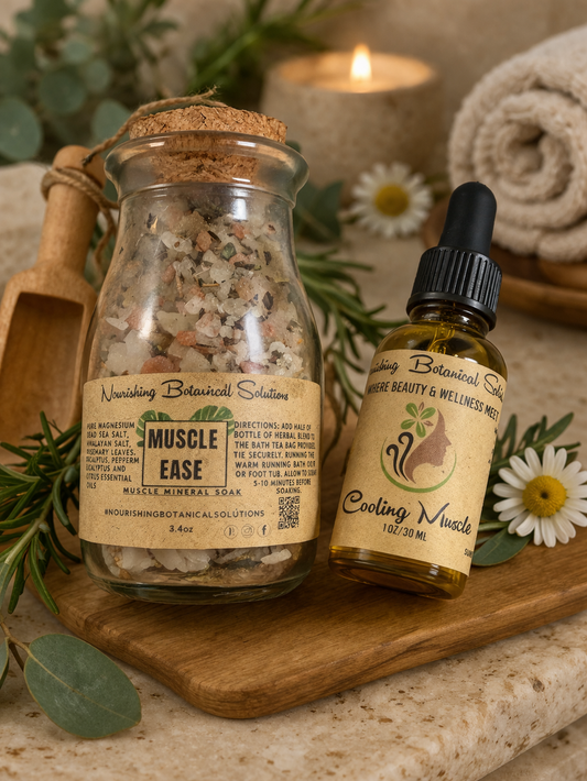 Cooling Muscle Ease Self-Care Collection Mother’s Day Self Mother’s Day Luxury Self Care Gift Box | Herbal Tea, Bath Soak, Body Oil & Magnesium Spray | Natural Spa Gift for Mom