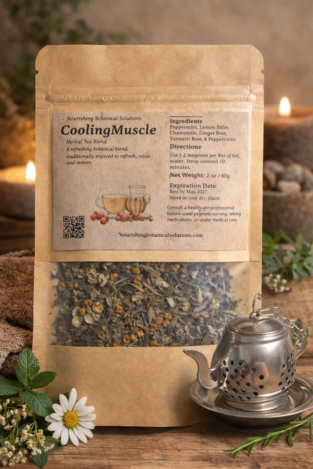 Cooling Muscle Ease Self-Care Collection Mother’s Day Self Mother’s Day Luxury Self Care Gift Box | Herbal Tea, Bath Soak, Body Oil & Magnesium Spray | Natural Spa Gift for Mom
